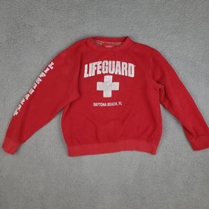Lifeguard Sweatshirt Women's Large Red Officially Licensed Cotton Blend Pullover